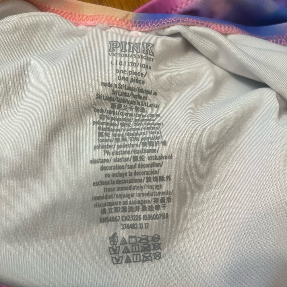 PINK Victoria's Secret Pink and Blue Bodysuit with Lace-Up Detail - Picture 4 of 4